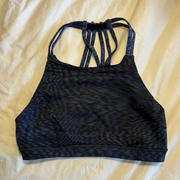 Lululemon Slide With Me Bra Blue Stripe (Linear Flux Battleship Multi) Size 6 - Picture 3 of 5